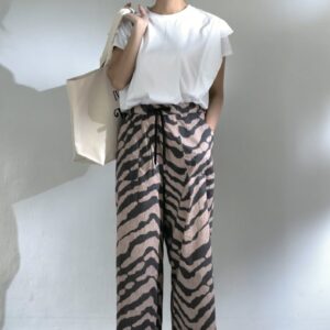 54.　MARGAUX VINTAGE / マルゴーヴィンテージ zebra easy wide pants /gray（MSK-25054-S）