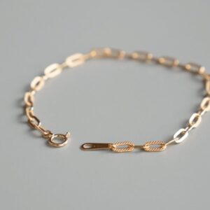 1008.　K18  ペーパークリップブレスレット(プレイド) 幅3mm 長さ18cm