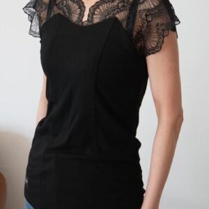 227. ayane /アヤン   ショルダーレースタンク 875832 (black/white)