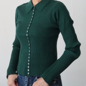 242. cafune カフネ メタルボタン ニットカーディガン(red/green/black) (35966)