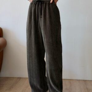 245. CLOCHE クロシェ  イージーコクーンパンツ(beige/charcoal)  (552-86509)