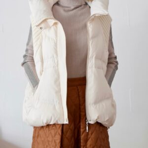 253. passione パシオーネ 異素材ドッキングダウンジャケット(white/beige/black) (46414)