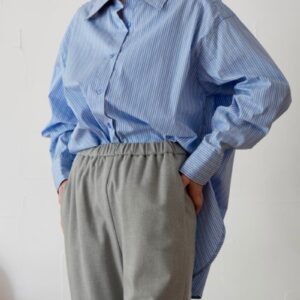 272.　PRIORITY /プライオリティ ストライプシャツ (サックス、ブラウン、チャコール)（P57043BF）