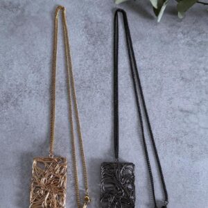 299. ayane /アヤン モダンスクエアネックレス(ゴールド、ブラックチタニウム)(275823)